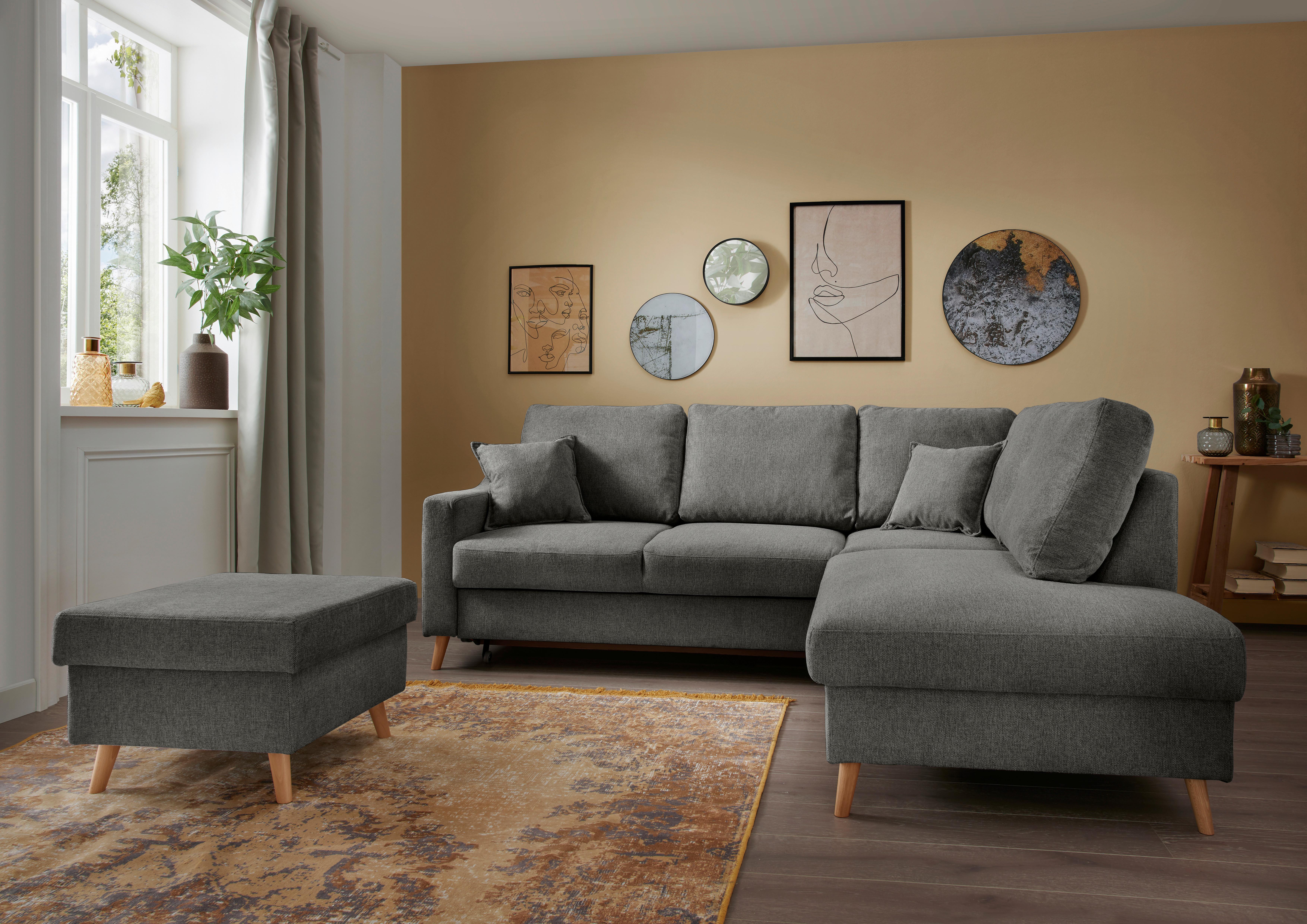 Hocker Valentina Anthrazit Struktur Textil P & B Möbel > Sessel > Hocker Anthrazit