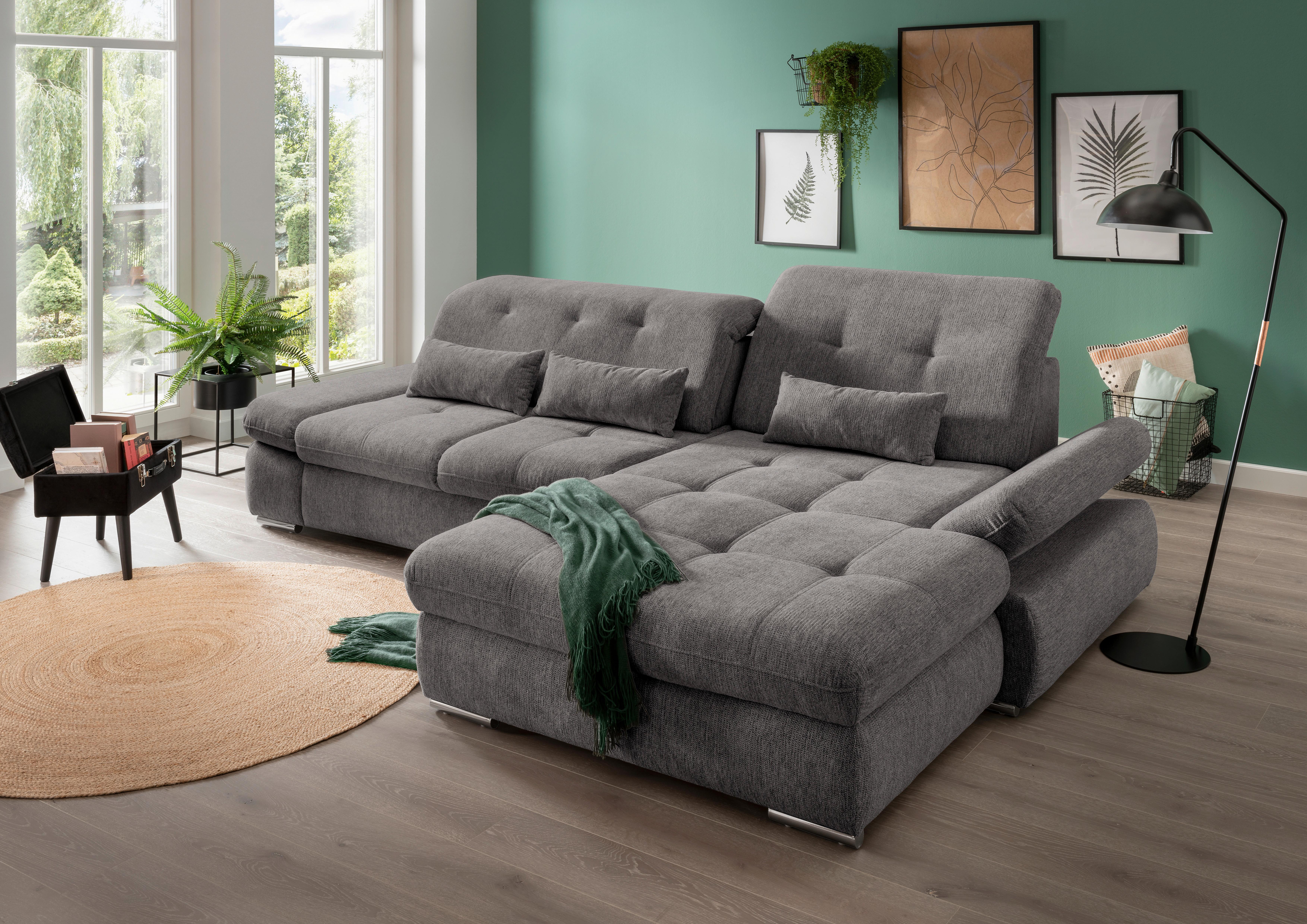 Wohnlandschaft Dalida Graubraun Chenille Textil Livetastic Möbel > Sofas & Couches > Wohnlandschaften > Ecksofas > Eckschlafsofas Grau