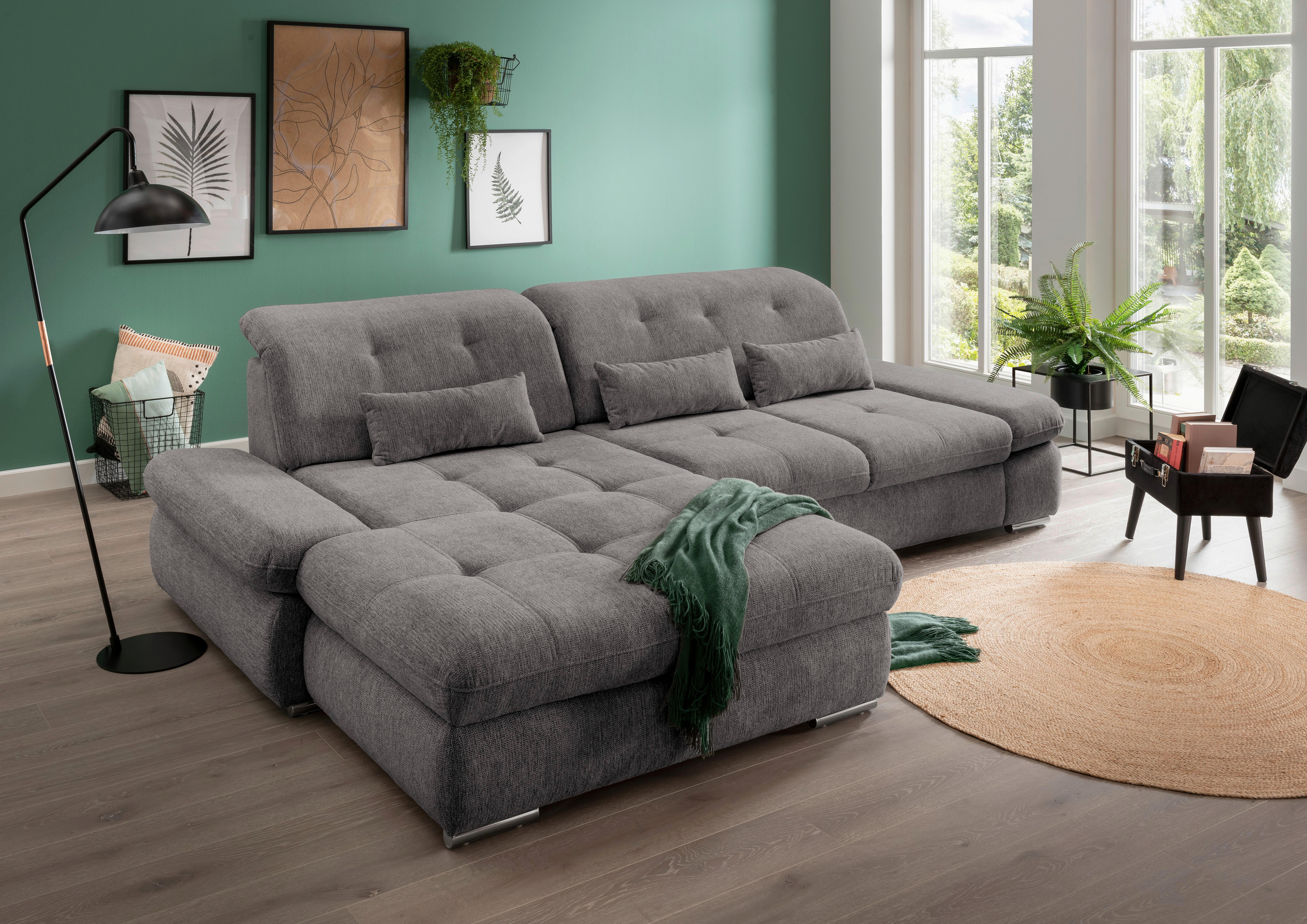 Wohnlandschaft Dalida Braun/Grau Chenille Textil Livetastic Möbel > Sofas & Couches > Wohnlandschaften > Ecksofas > Eckschlafsofas Grau