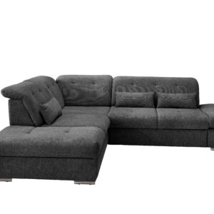 Wohnli Möbelsuche - Ecksofa Dalida Anthrazit Chenille mit Bettkasten