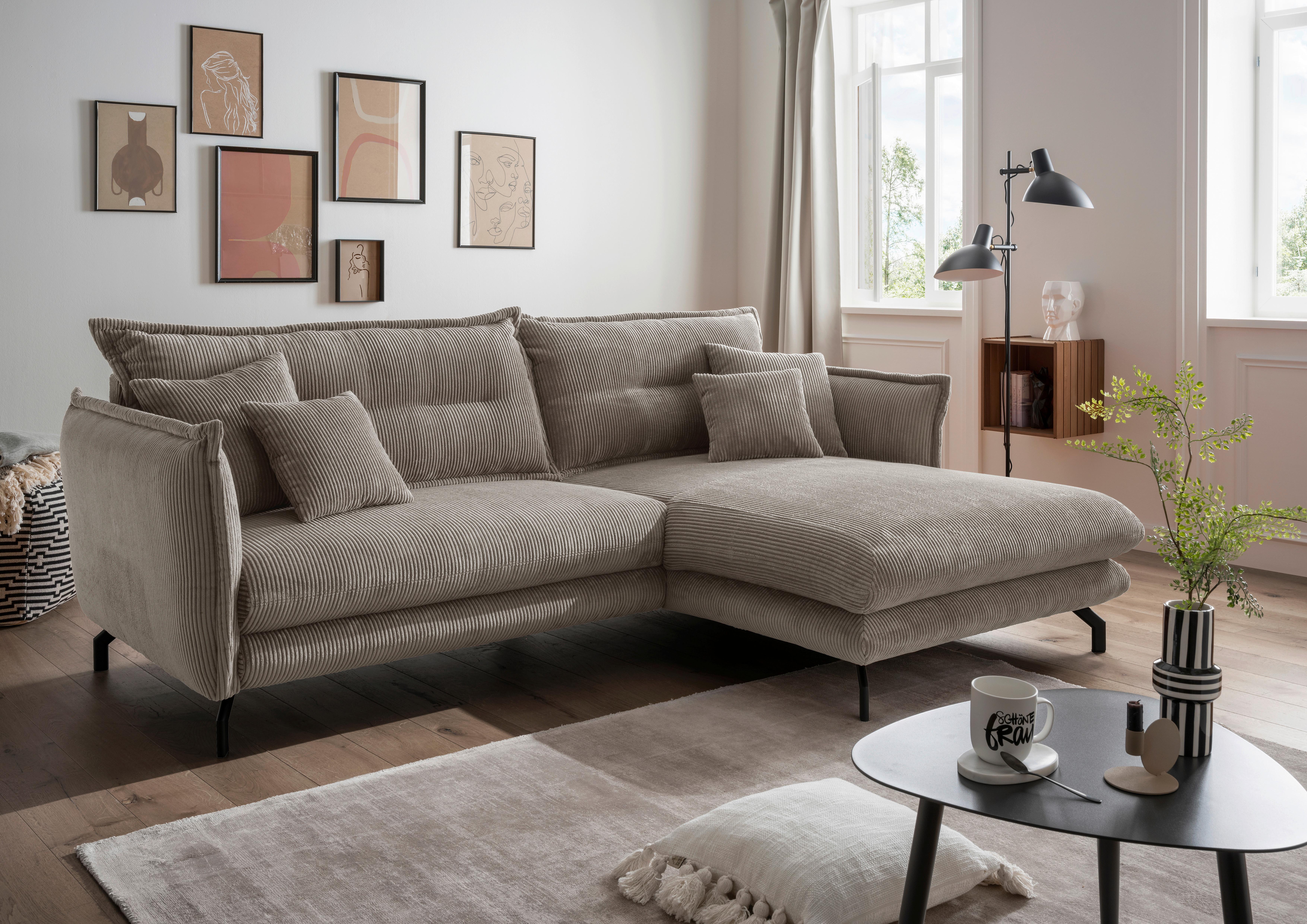 Wohnlandschaft Lava Graubraun Cord Textil Livetastic Möbel > Sofas & Couches > Wohnlandschaften > Ecksofas > XXL Ecksofas Grau