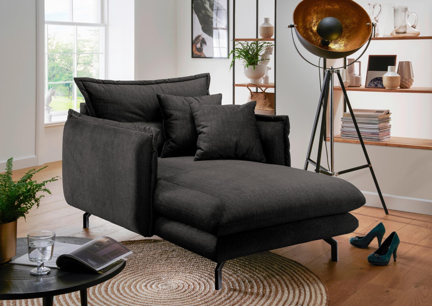 Relaxsessel Lava Anthrazit Velours Textil Livetastic Wohnzimmermöbel Anthrazit