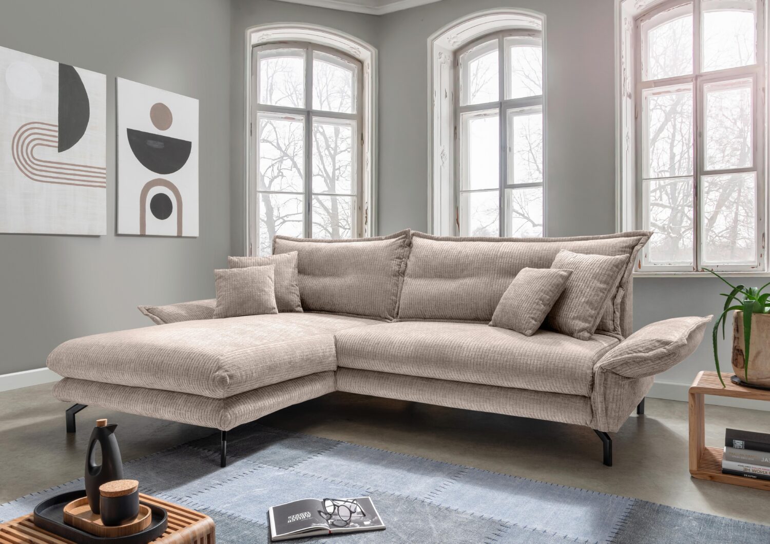 ECKSOFA LAVA Textil Livetastic Möbel > Sofas & Couches > Wohnlandschaften > Ecksofas > XXL Ecksofas Beige