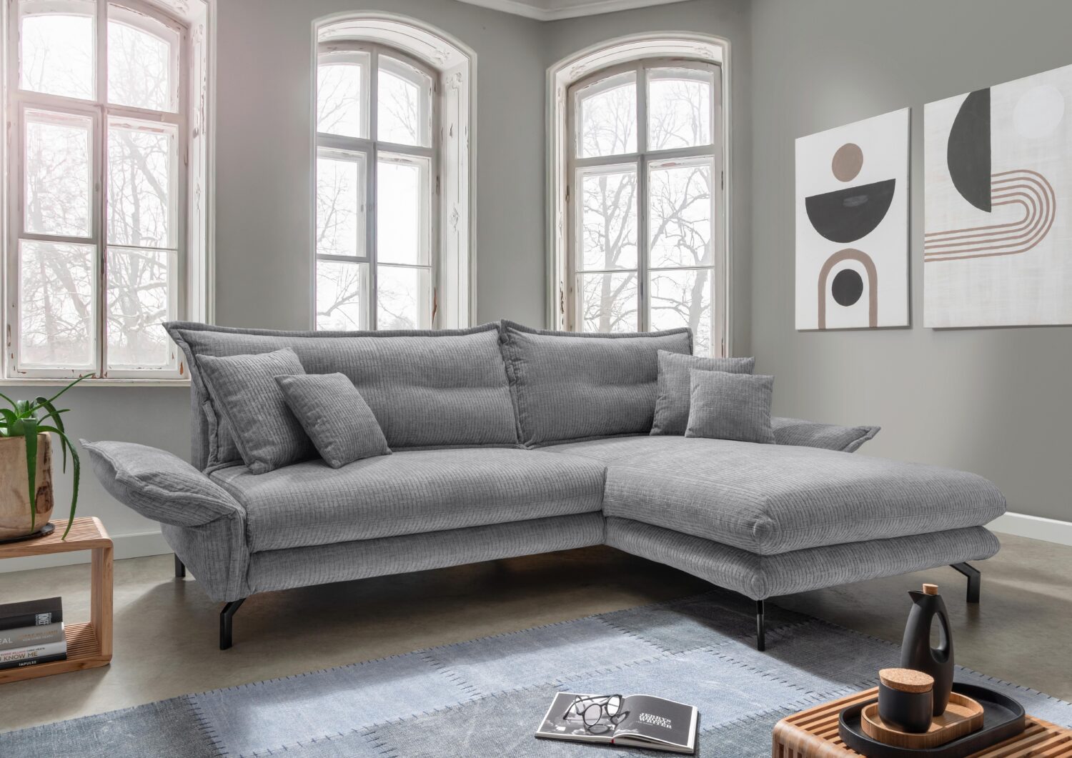 Ecksofa Lava ca. 255x180 cm Grau Textil Livetastic Möbel > Sofas & Couches > Wohnlandschaften > Ecksofas > XXL Ecksofas Grau