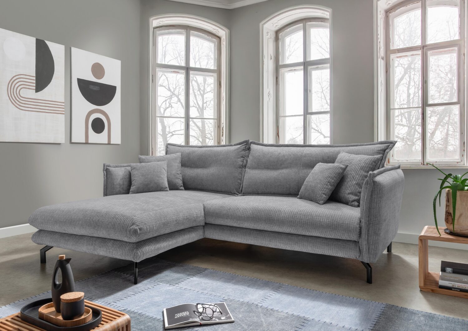 ECKSOFA LAVA Textil Livetastic Möbel > Sofas & Couches > Wohnlandschaften > Ecksofas > XXL Ecksofas Grau