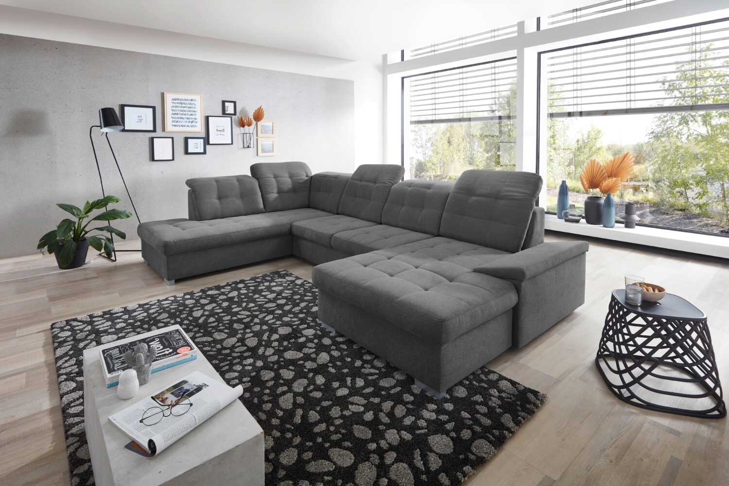 Wohnlandschaft Zira Anthrazit Nylon/Mikrofaser Textil Livetastic Möbel > Sofas & Couches > Wohnlandschaften > Wohnlandschaften U-Form Anthrazit