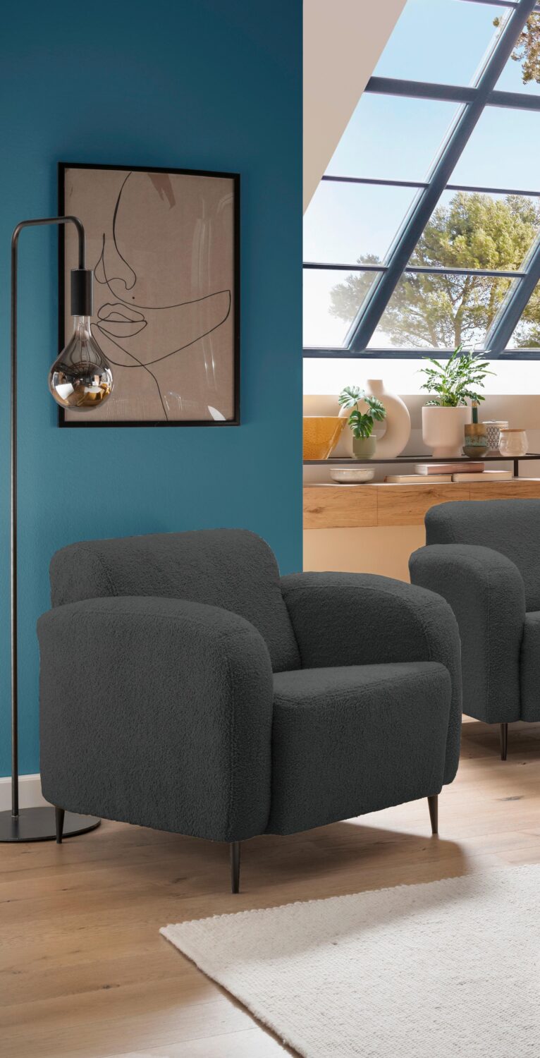 Sessel Marone Anthrazit Teddystoff Textil Livetastic Möbel > Sessel > Polstersessel Anthrazit