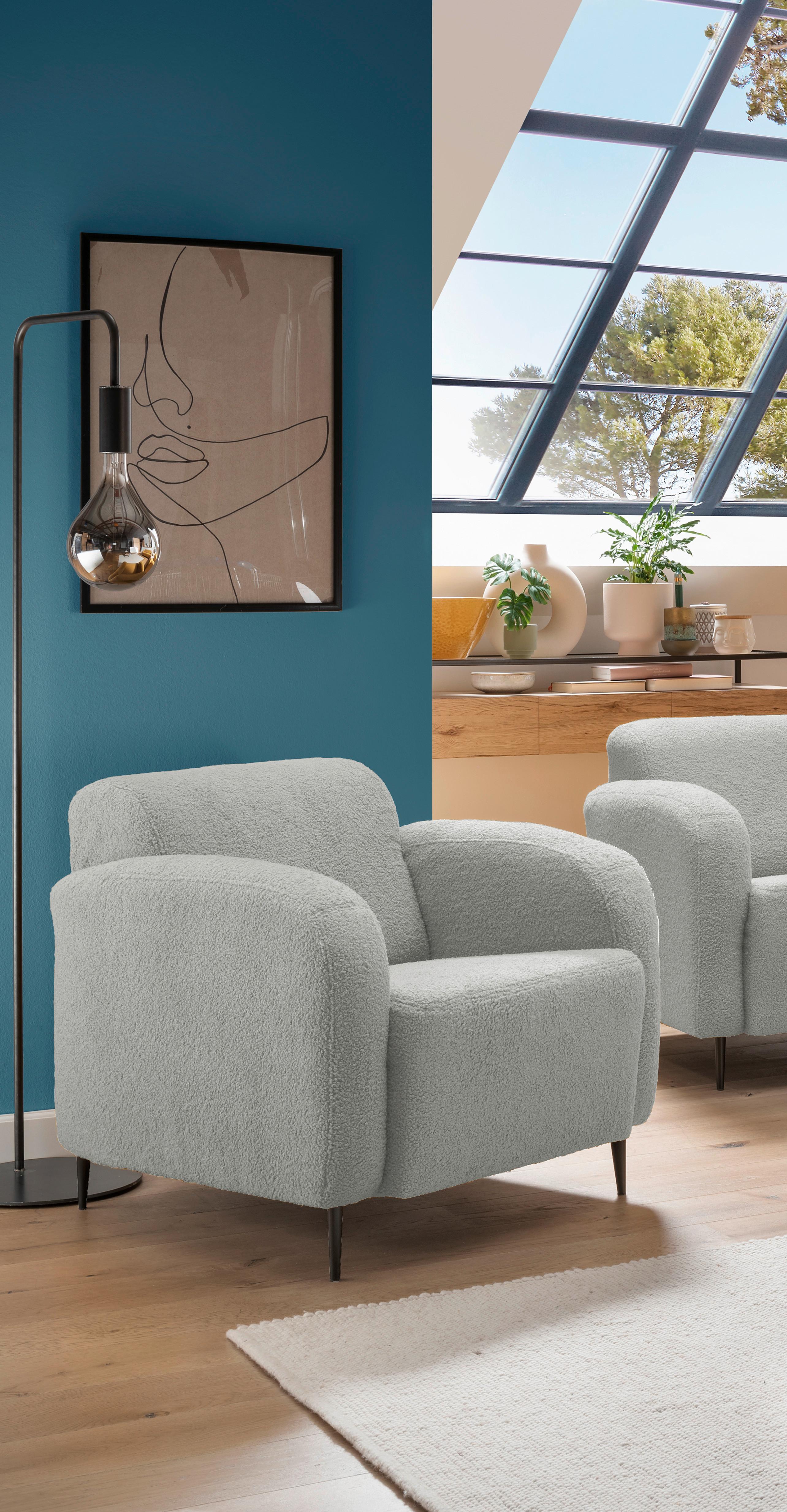 Sessel Marone Hellgrau Teddystoff Textil Livetastic Möbel > Sessel > Polstersessel Grau