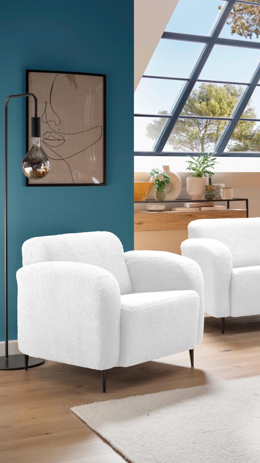 Sessel Marone Weiß Teddystoff Textil Livetastic Möbel > Sessel > Polstersessel Weiß