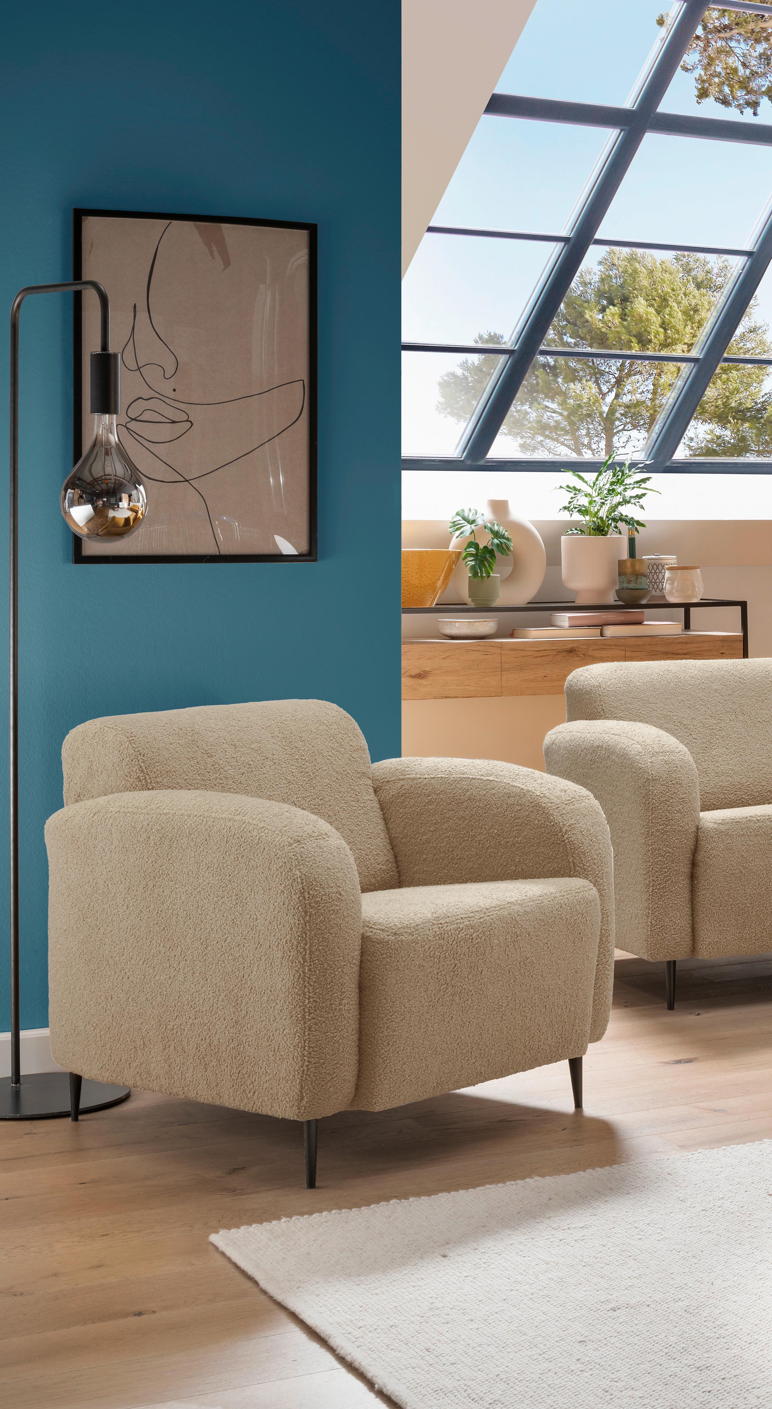 Sessel Marone Creme Teddystoff Textil Livetastic Möbel > Sessel > Polstersessel Weiß