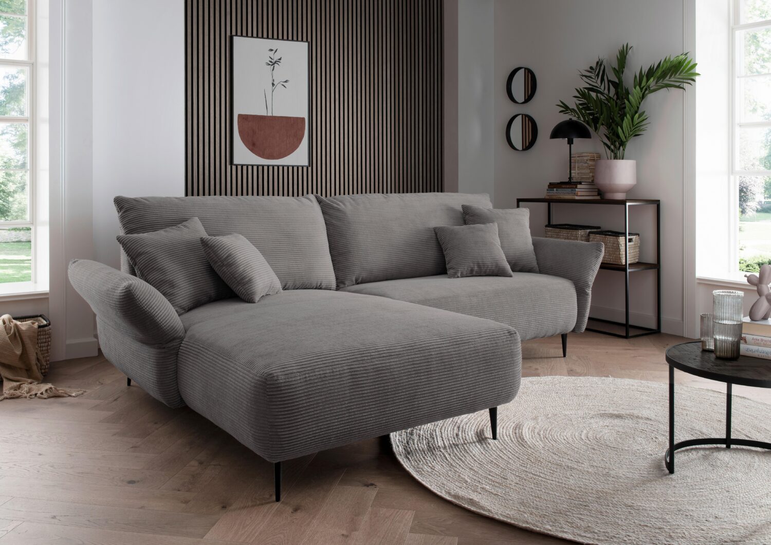 Wohnlandschaft Vanilla Grau Cord Textil Livetastic Möbel > Sofas & Couches > Wohnlandschaften > Ecksofas > XXL Ecksofas Grau