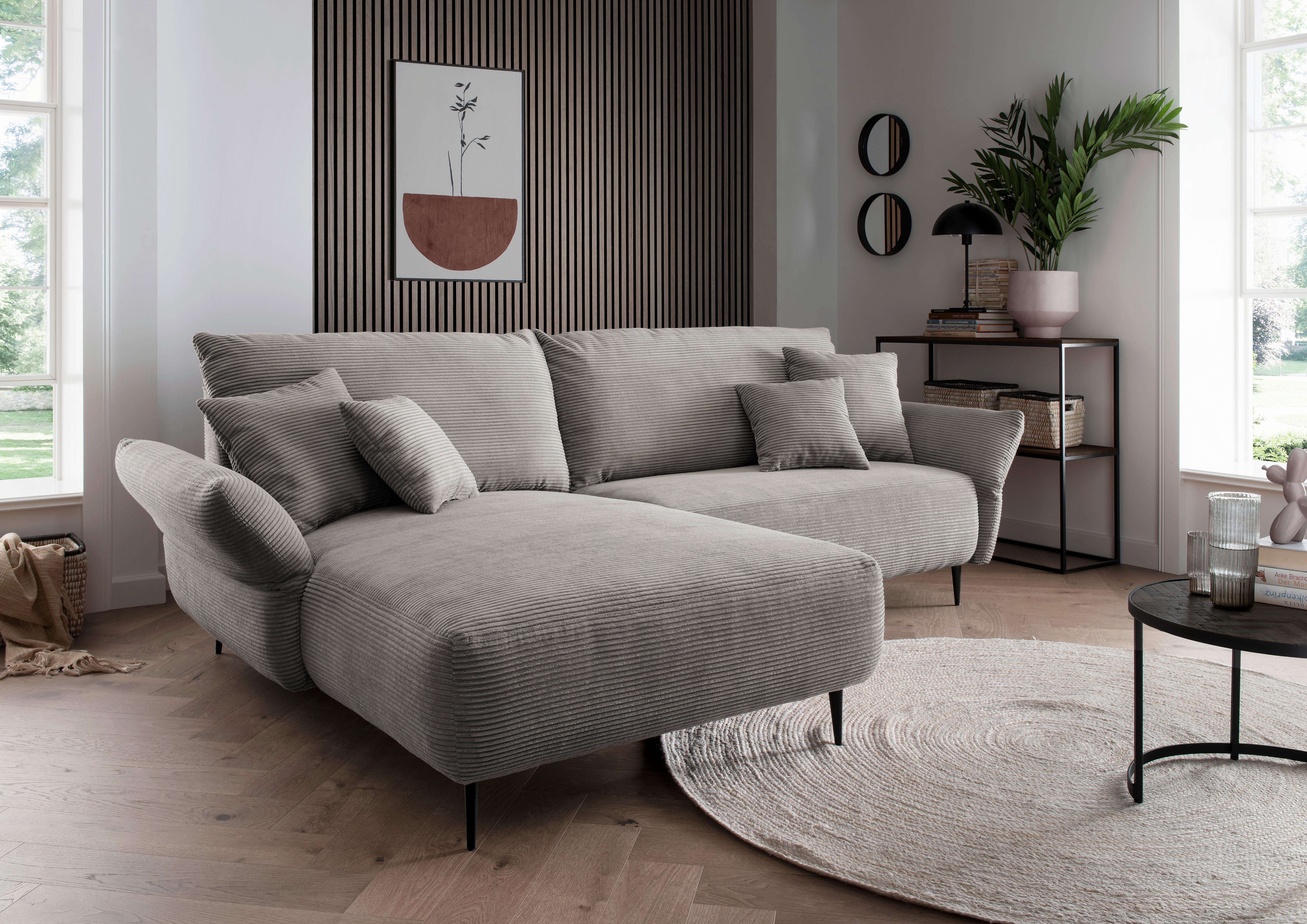 Wohnlandschaft Vanilla Graubraun Cord Textil P & B Möbel > Sofas & Couches > Wohnlandschaften > Ecksofas > XXL Ecksofas Grau