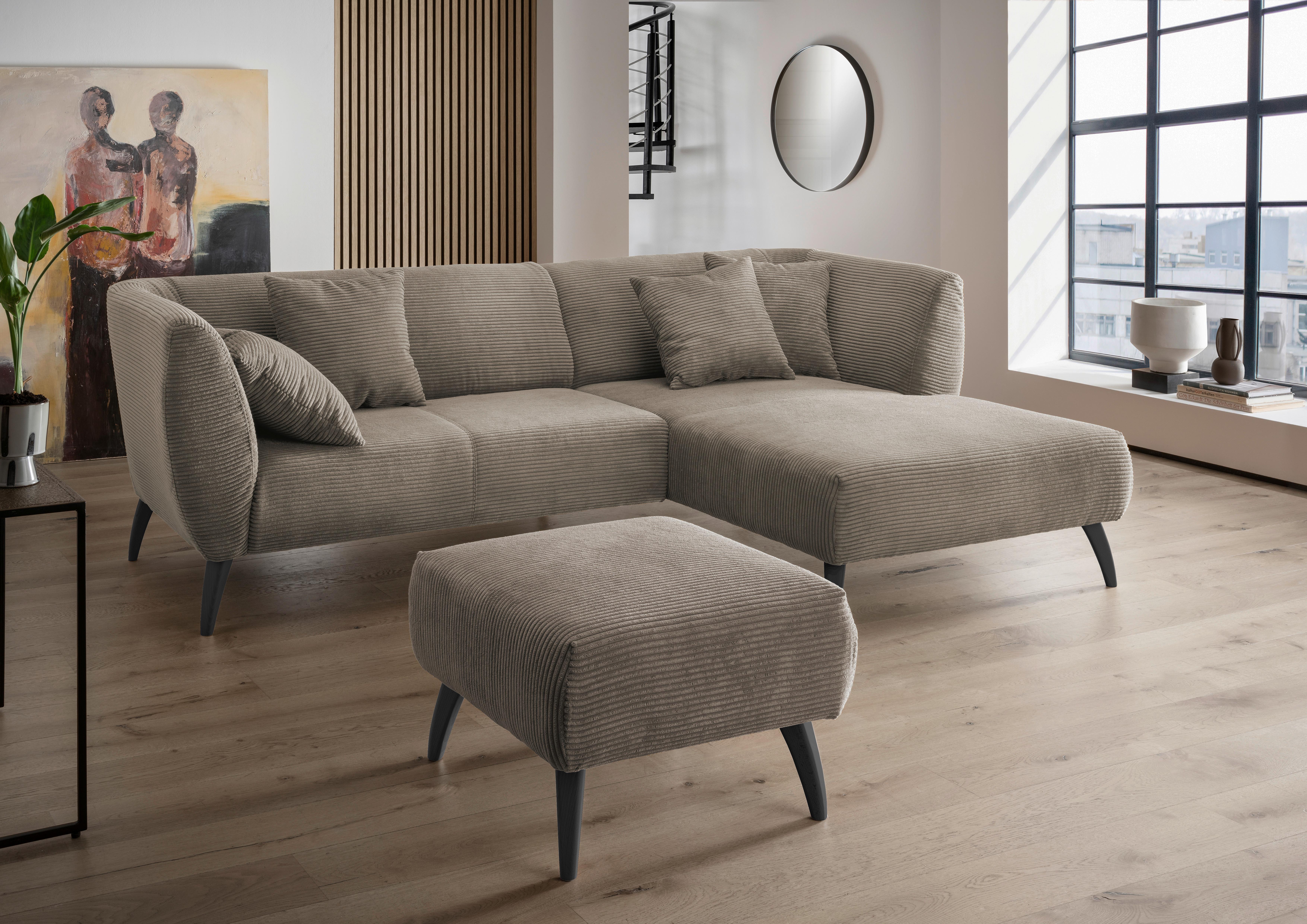 Hocker Colori Graubraun Cord Textil MID.YOU Möbel > Sessel > Hocker Grau