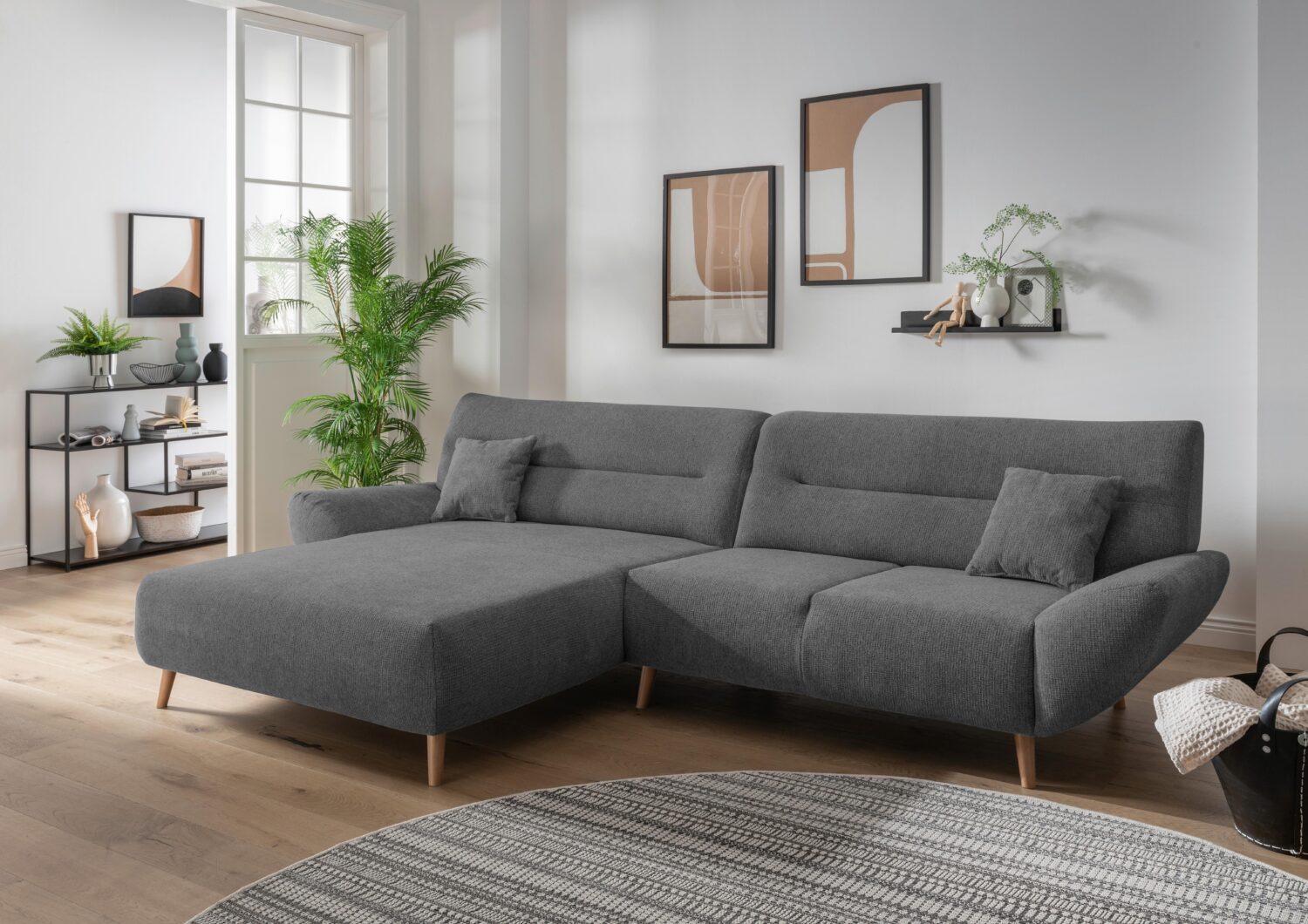 Wohnlandschaft Drago Anthrazit Chenille Textil MID.YOU Möbel > Sofas & Couches > Wohnlandschaften > Ecksofas > XXL Ecksofas Anthrazit