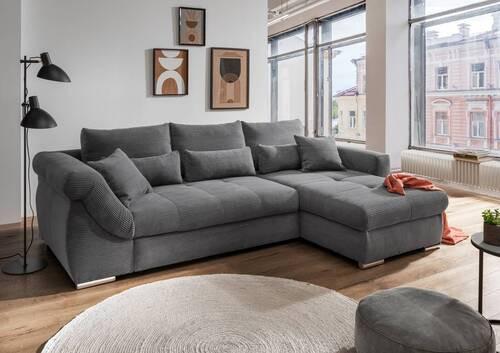 Wohnlandschaft Frederico Grau Cord Textil MID.YOU Möbel > Sofas & Couches > Wohnlandschaften > Ecksofas > XXL Ecksofas Grau