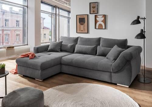 Wohnlandschaft Frederico Grau Cord Textil MID.YOU Möbel > Sofas & Couches > Wohnlandschaften > Ecksofas > XXL Ecksofas Grau