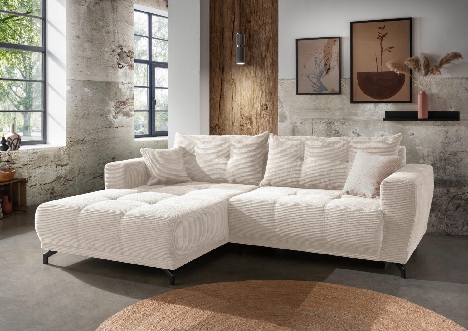 Wohnlandschaft Restato Beige Cord Textil MID.YOU Möbel > Sofas & Couches > Wohnlandschaften > Ecksofas > XXL Ecksofas Beige