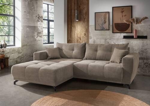 Wohnlandschaft Restato Graubraun Cord Textil MID.YOU Möbel > Sofas & Couches > Wohnlandschaften > Ecksofas > XXL Ecksofas Grau