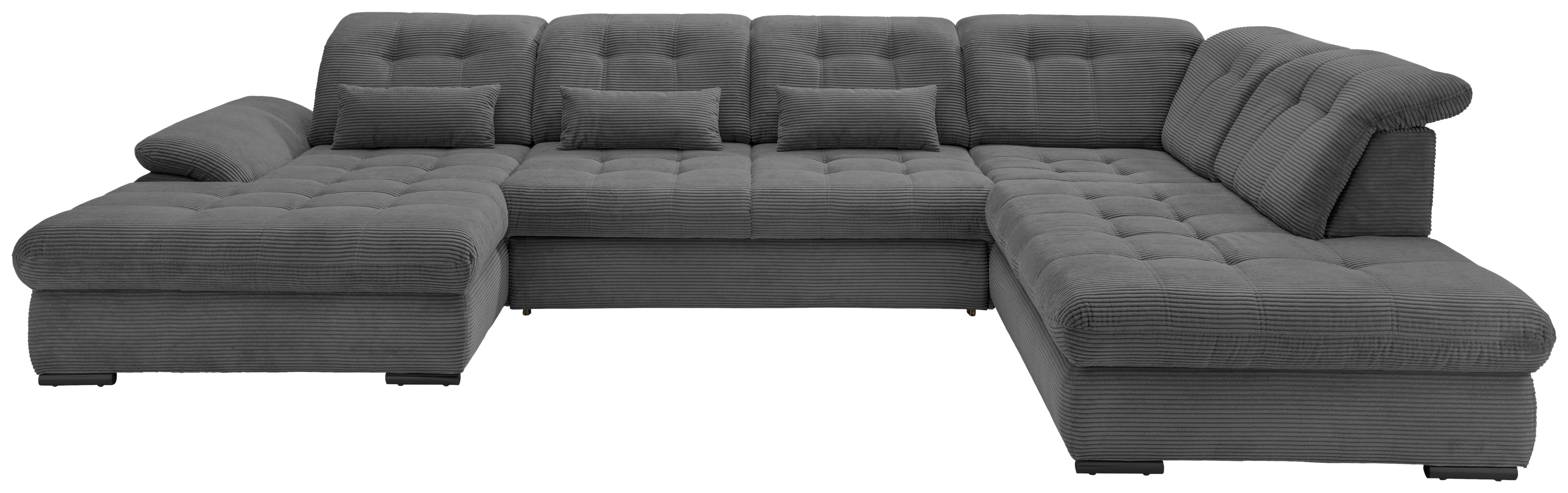 Wohnli Möbelsuche - Wohnlandschaft Rigatti Grau Cord mit Bettkasten