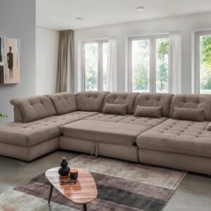 Wohnlandschaft Rigatti Grau- Braun Cord mit Bettkasten Textil Livetastic Möbel > Sofas & Couches > Wohnlandschaften > Wohnlandschaften U-Form Grau