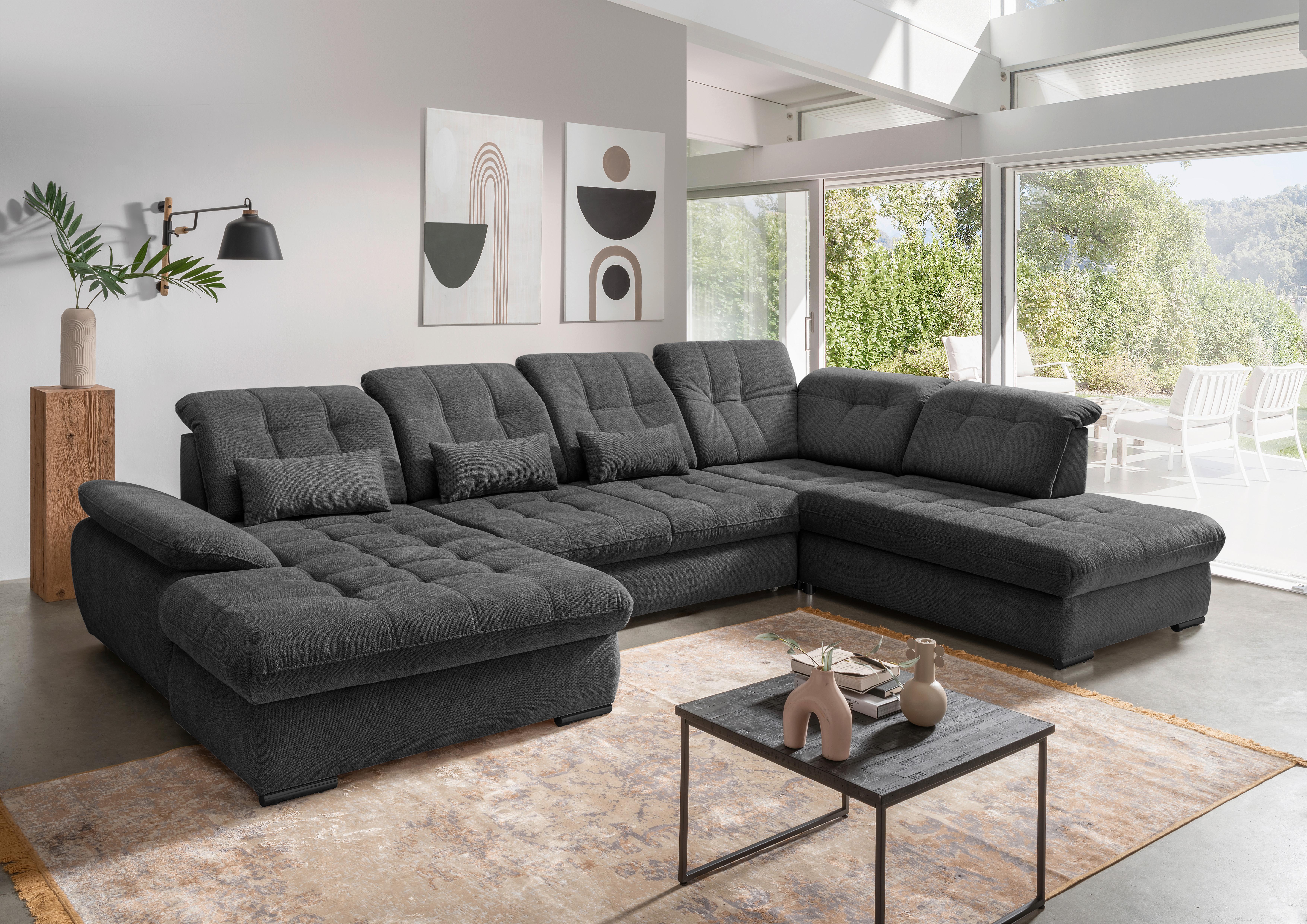 Wohnlandschaft Rigatti Anthrazit Chenille Bettkasten Textil Livetastic Möbel > Sofas & Couches > Wohnlandschaften > Wohnlandschaften U-Form Anthrazit