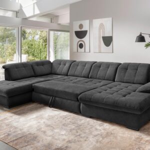 Wohnlandschaft Rigatti Anthrazit Chenille Bettkasten Textil Livetastic Möbel > Sofas & Couches > Wohnlandschaften > Wohnlandschaften U-Form Anthrazit