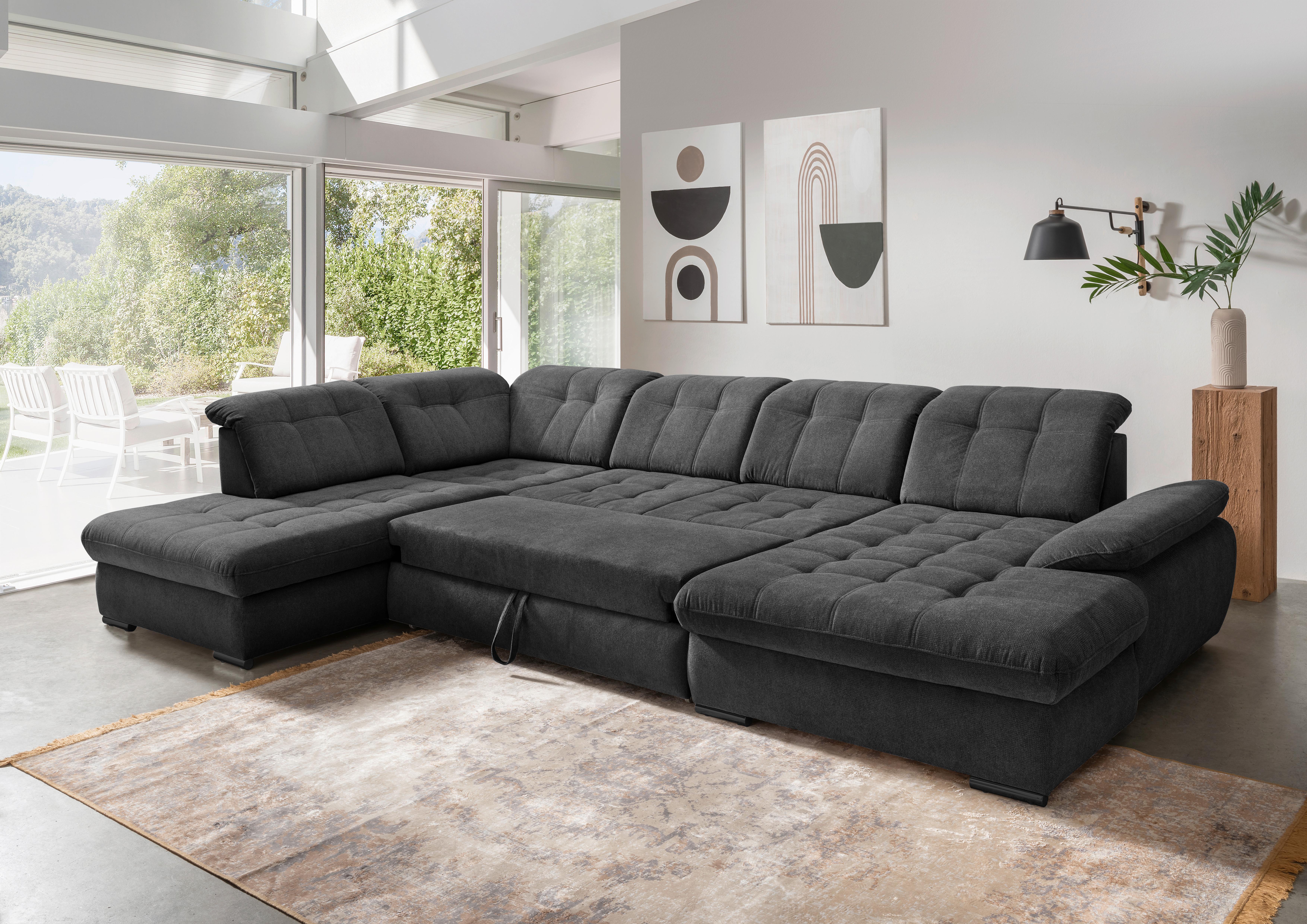 Wohnlandschaft Rigatti Anthrazit Chenille Bettkasten Textil Livetastic Möbel > Sofas & Couches > Wohnlandschaften > Wohnlandschaften U-Form Anthrazit