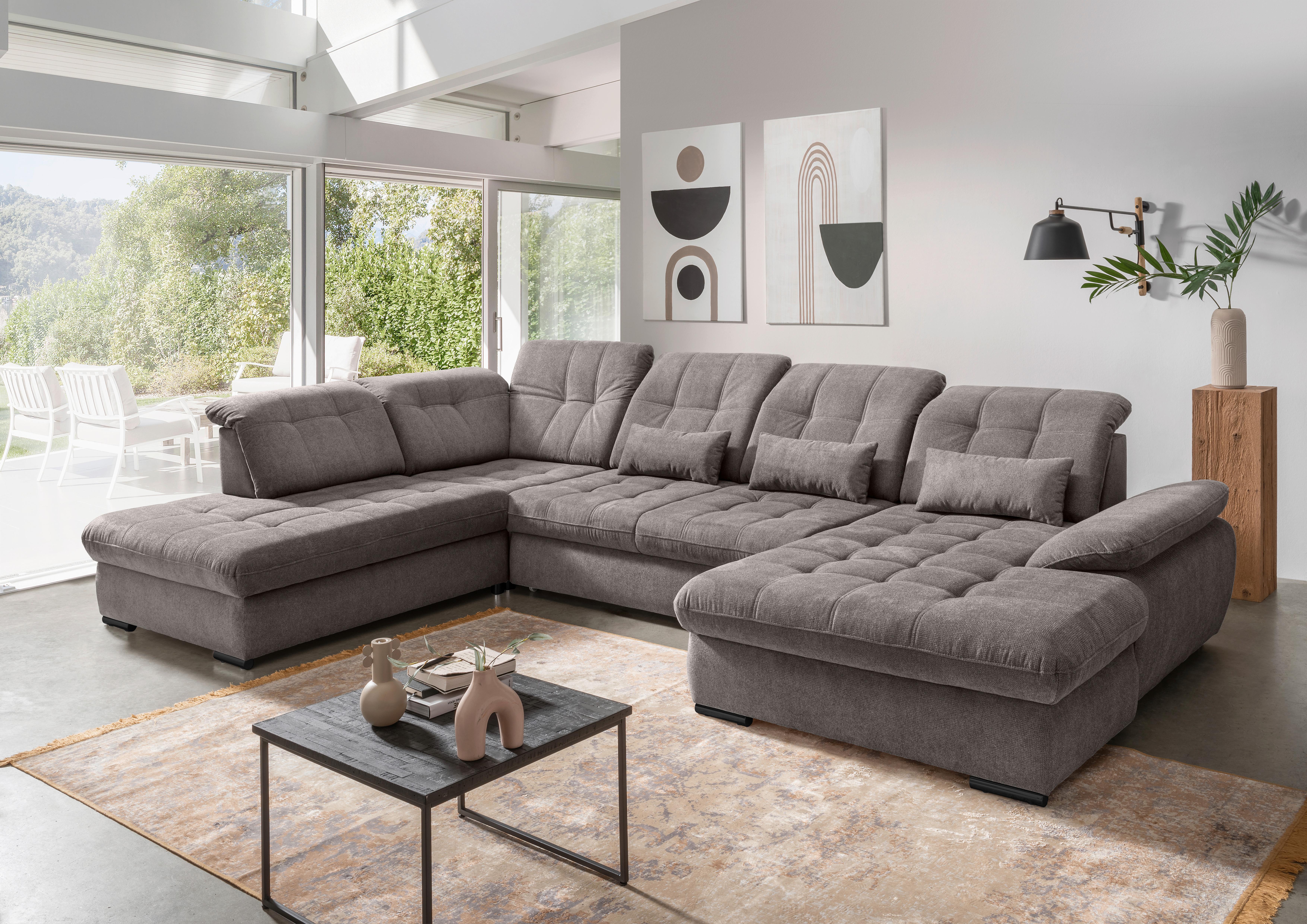 Wohnlandschaft Rigatti Grau- Braun Chenille mit Bettkasten Textil Livetastic Möbel > Sofas & Couches > Wohnlandschaften > Wohnlandschaften U-Form Grau