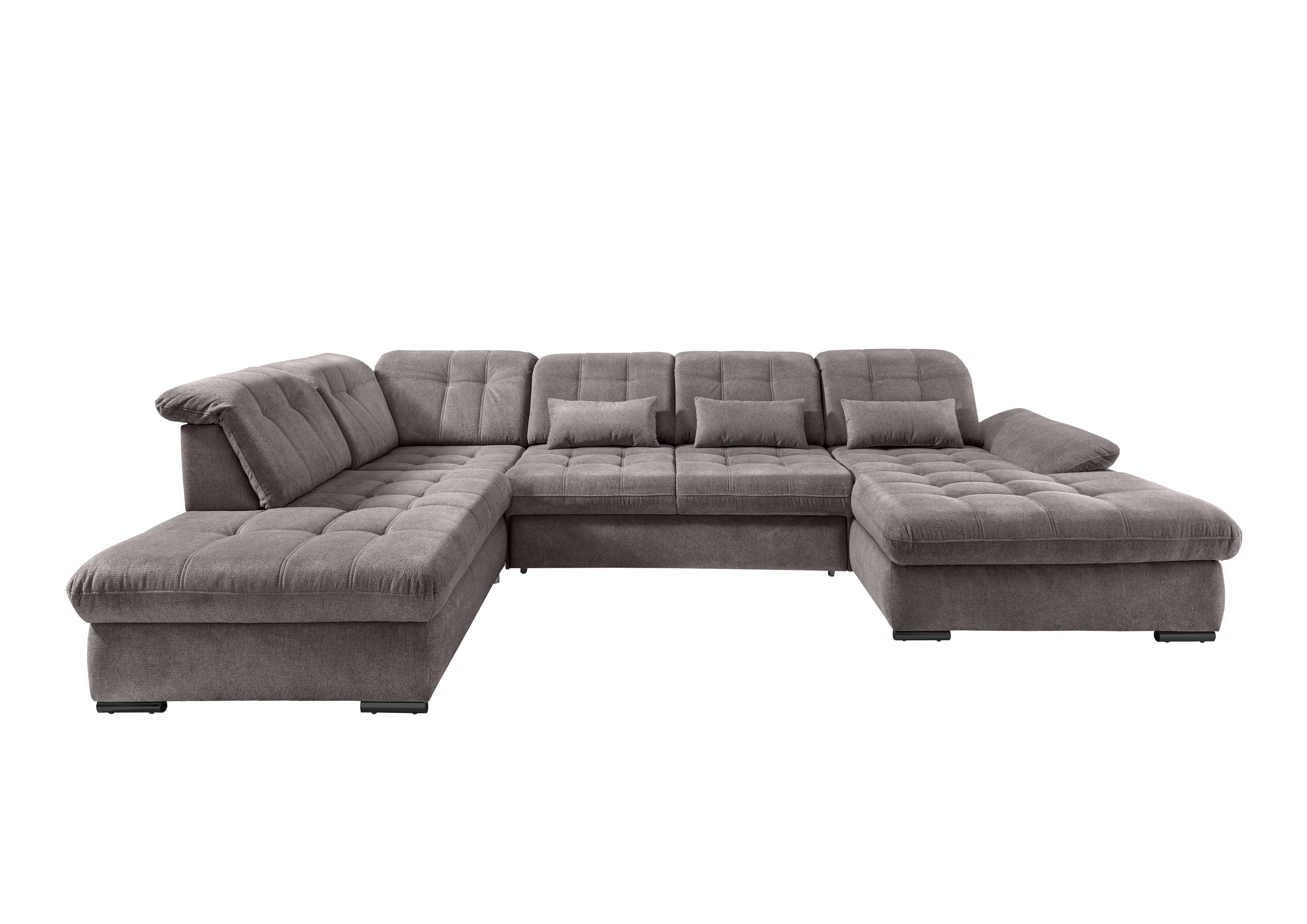 Wohnli Möbelsuche - Wohnlandschaft Rigatti Grau- Braun Chenille mit Bettkasten