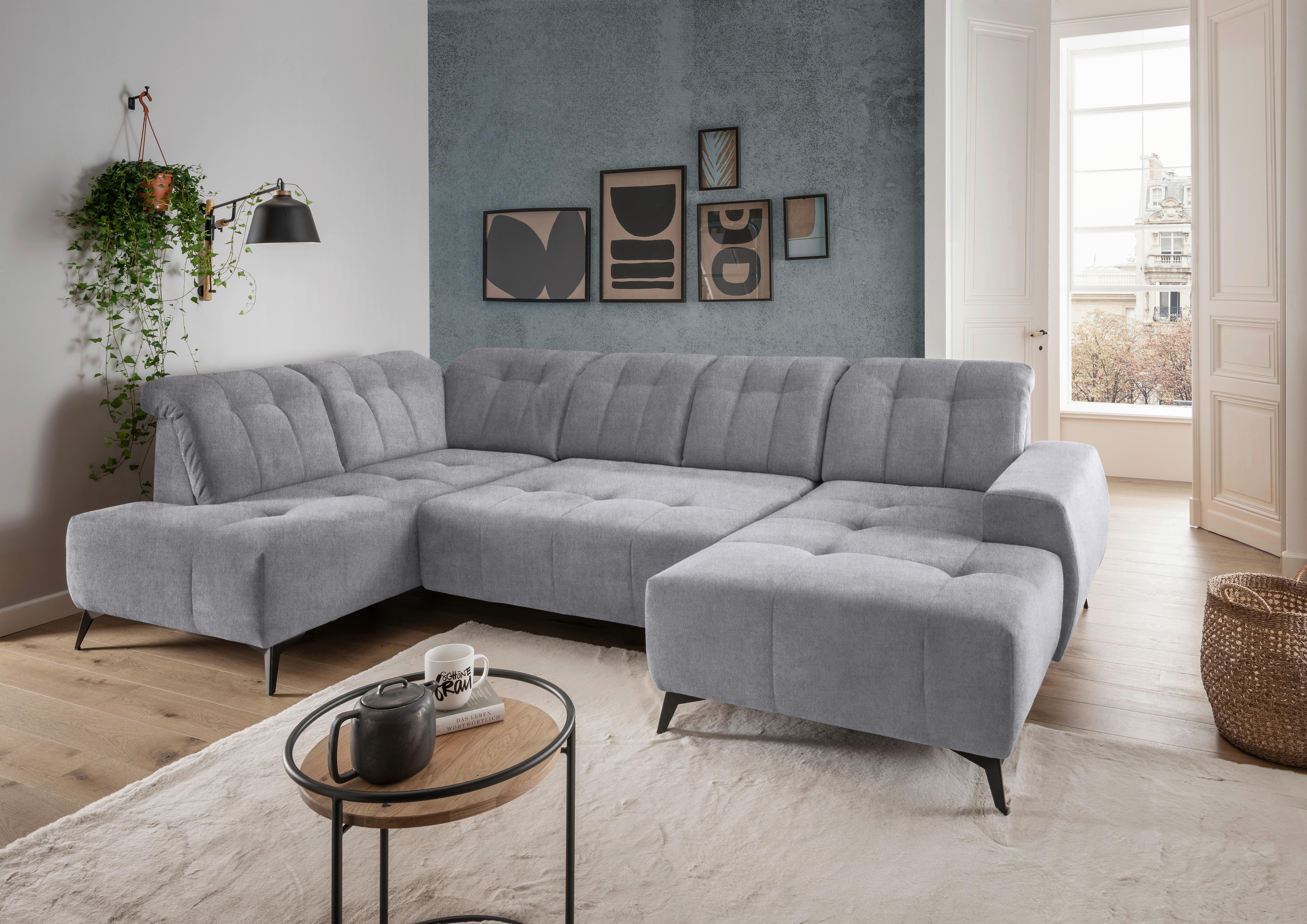 WOHNLANDSCHAFT SANO Textil Livetastic Möbel > Sofas & Couches > Wohnlandschaften > Wohnlandschaften U-Form Grau