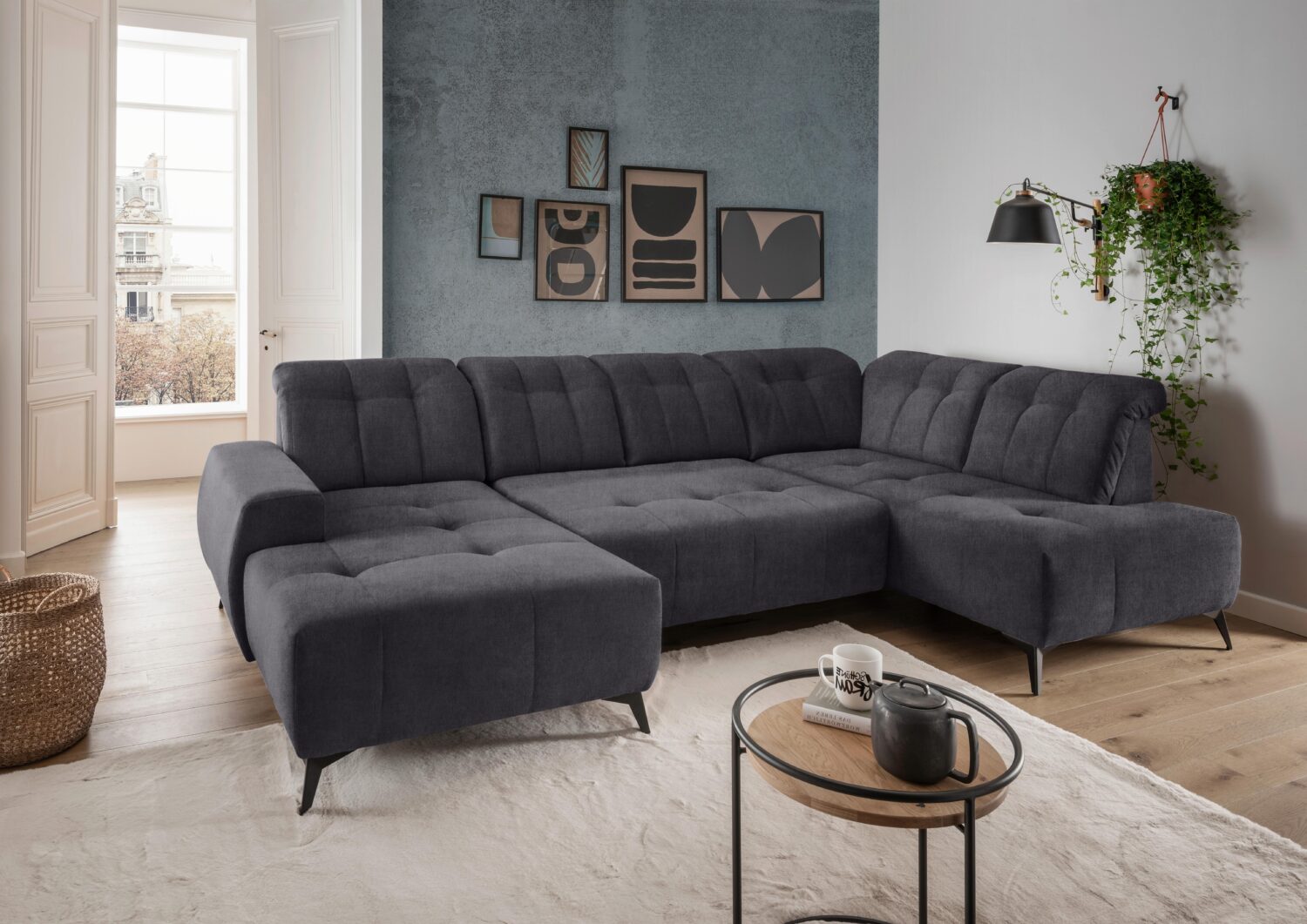 WOHNLANDSCHAFT SANO Textil Livetastic Möbel > Sofas & Couches > Wohnlandschaften > Wohnlandschaften U-Form Anthrazit