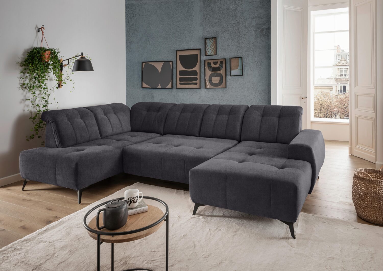 WOHNLANDSCHAFT SANO Textil Livetastic Möbel > Sofas & Couches > Wohnlandschaften > Wohnlandschaften U-Form Anthrazit