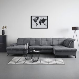 Wohnlandschaft Sierra Dunkelgrau Textil Mömax Möbel > Sofas & Couches > Wohnlandschaften > Ecksofas > Eckschlafsofas Grau
