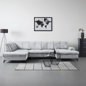 wohnli-moebel-suche-002312000711-1 Wohnlandschaft Sierra Hellgrau Textil Mömax Möbel > Sofas & Couches > Wohnlandschaften > Ecksofas > Eckschlafsofas Grau