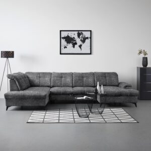 wohnli-moebel-suche-002312000719-1 Wohnlandschaft Sierra Grau Textil Mömax Möbel > Sofas & Couches > Wohnlandschaften > Ecksofas > Eckschlafsofas Grau