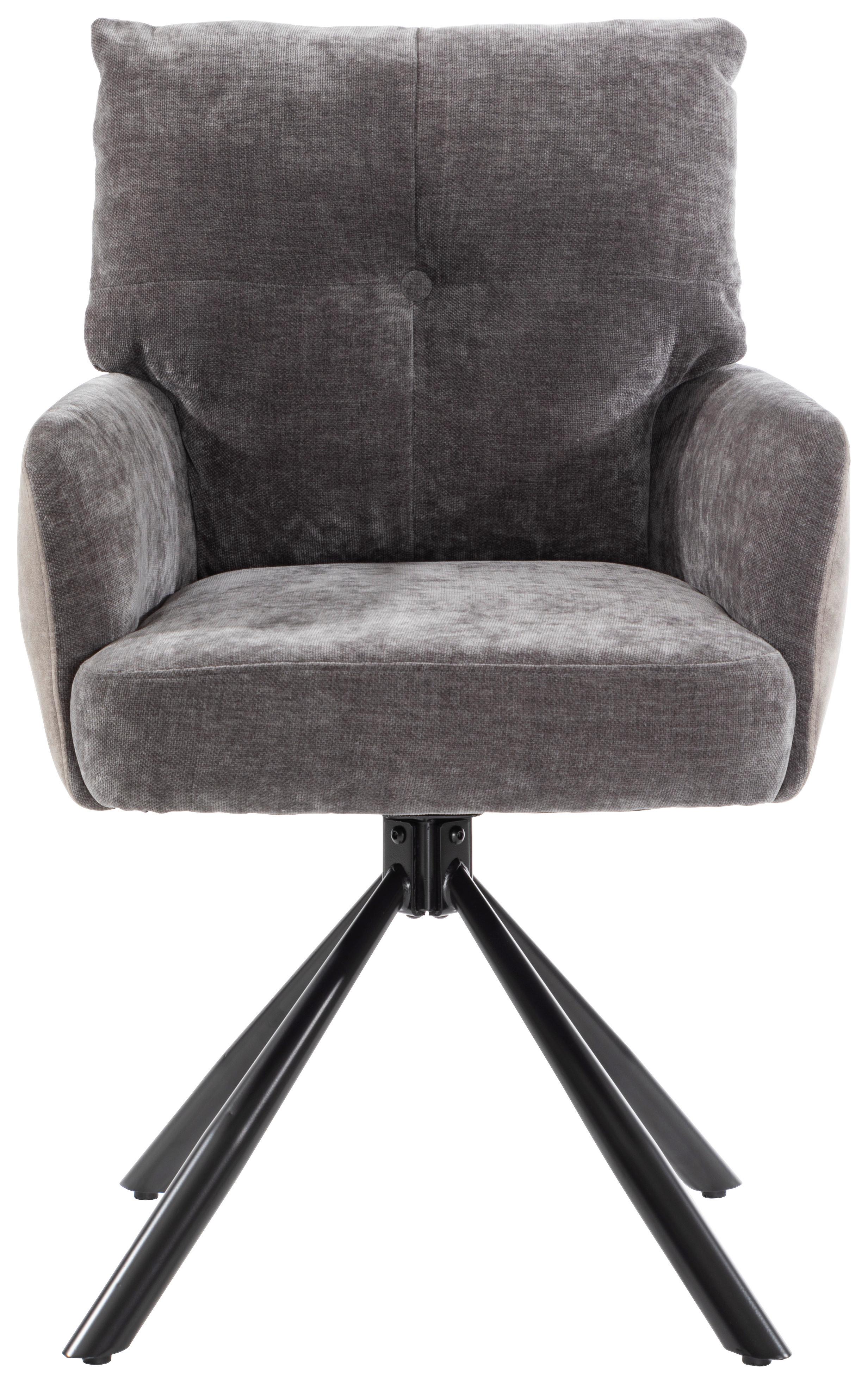 Armlehnstuhl Sophie Anthrazit Metall, Textil Premium Living Wohnzimmermöbel Anthrazit