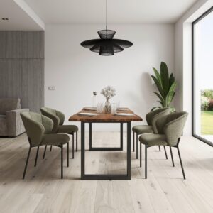 Esstisch Dale Walnussfarben Echtholz ca. 180/90/76 cm Holz, Metall Bessagi Home Möbel > Tische > Esstische > Esstische Holz Braun