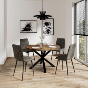 wohnli-moebel-suche-002331004101-1 Esstisch Rene Walnussfarben Echtholz rund Holz, Metall Bessagi Home Möbel > Tische > Esstische > Esstische Holz Braun