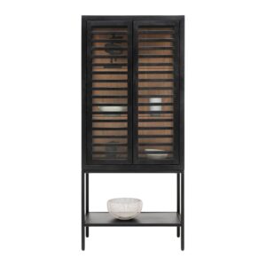 wohnli-moebel-suche-002362040301-1 Glasvitrine Showcase in Schwarz aus Akazienholz Holz, Glas Premium Living Möbel > Schränke > Vitrinen Schwarz