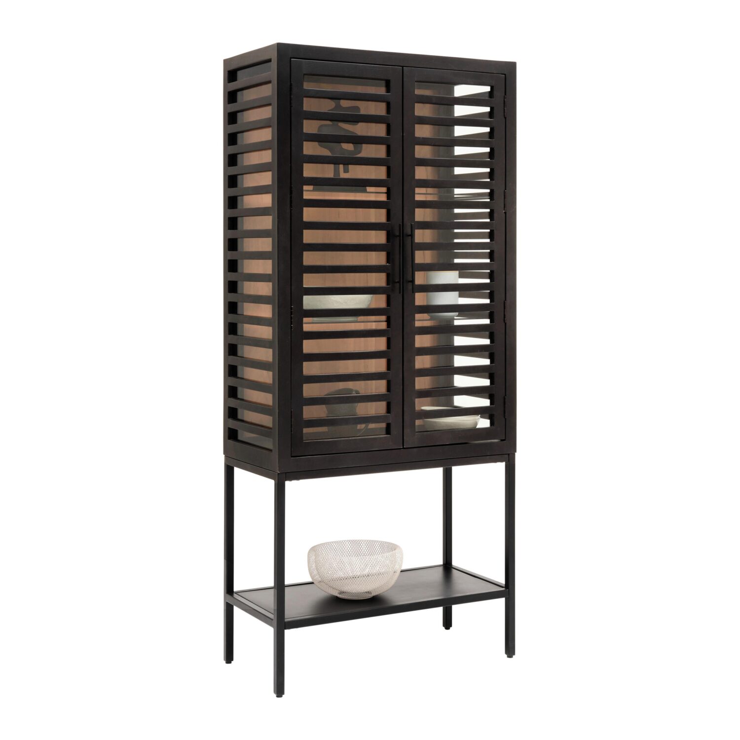 wohnli-moebel-suche-002362040301 Wohnli Möbelsuche - Glasvitrine Showcase in Schwarz aus Akazienholz