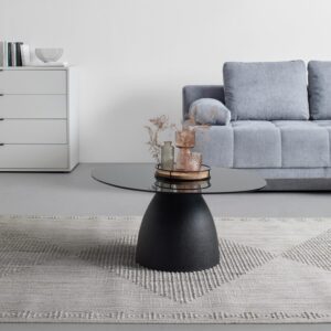 Couchtisch Murphy Schwarz Metall getöntes Glas Glas Premium Living Wohnzimmermöbel Schwarz