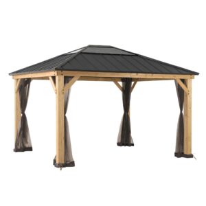 Pavillon-Seitenteil Gazebo Netz Braun ca. 393x452cm Textil Modante Garten & Outdoor Braun