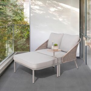 wohnli-moebel-suche-002395000901-1 Doppelliege Tagesbett Porto Grau/Naturfarben Holz, Metall, Kunststoff Modante Garten & Outdoor > Gartenmöbel > Gartenliegen Grau