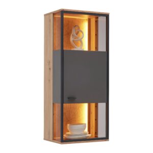 wohnli-moebel-suche-002412009604 Wohnli Möbelsuche - Hängevitrine Florenz Grau/Schwarz/Eiche Artisan