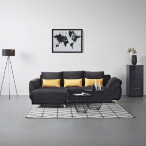 Wohnlandschaft Atlantis Lux Schwarz Textil Mömax Möbel > Sofas & Couches > Wohnlandschaften > Ecksofas > Eckschlafsofas Schwarz