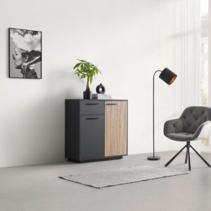 wohnli-moebel-suche-002427021201-1 Kommode Lukas Anthrazit/Schwarz/Eichefarben Holzwerkstoff Mömax Möbel > Kommoden & Schubladenschränke > Kommoden Anthrazit