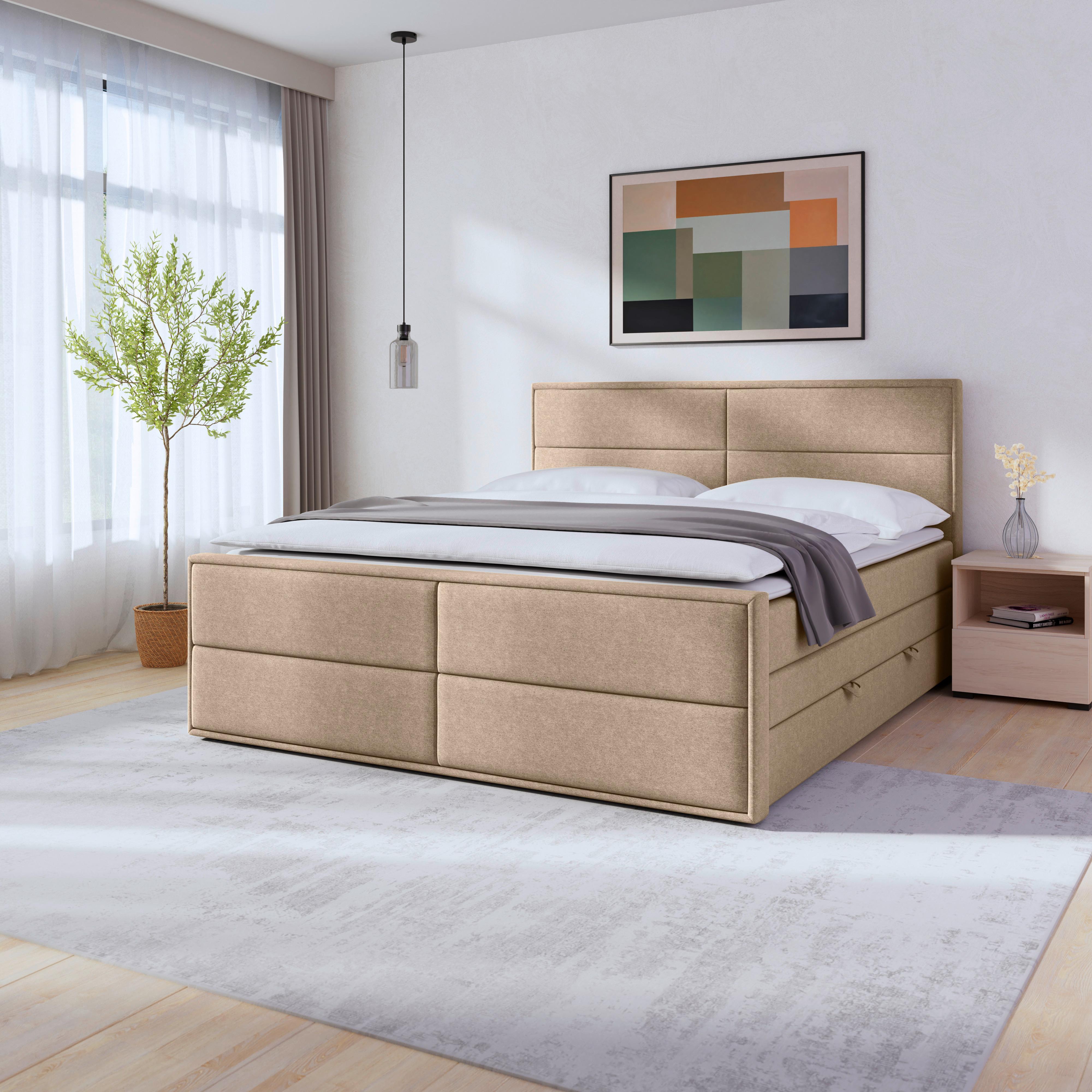 Wohnli Möbelsuche - Boxspringbett Palermo ca. 180x200 cm Naturfarben