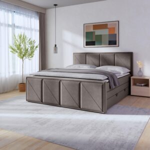 Boxspringbett Oslo Hellgrau ca. 180x200 cm Hellgrau Holzwerkstoff MID.YOU Möbel > Betten > Doppelbetten Grau