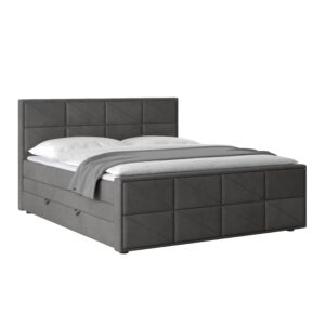 Boxspringbett Helsinki ca. 180x200 cm Anthrazit Metall, Kunststoff, Textil, Holz MID.YOU Möbel > Betten > Doppelbetten Anthrazit