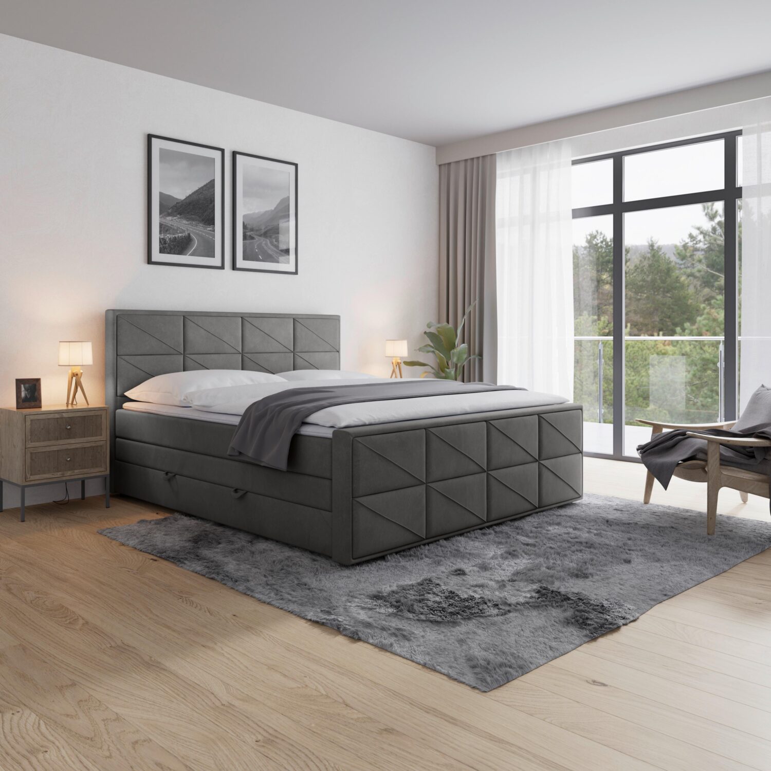 Wohnli Möbelsuche - Boxspringbett Helsinki ca. 180x200 cm Anthrazit